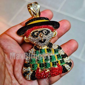 HIP HOP ICED LAB DIAMOND GOLD PLATED LARGE MONEY ROBBER BLING CHARM PENDANT